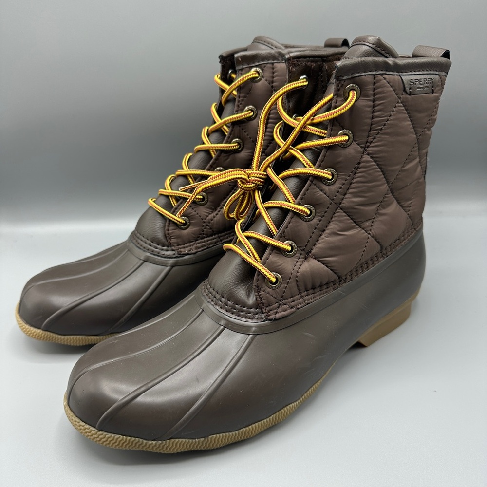 Sperry Saltwater Nylon Rain Snow Duck Boots Mens size 10.5 Brown